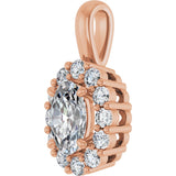 14K Gold Oval Lab-Grown Diamond Halo-Style Pendant - Rose Gold - view 2