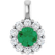 Platinum Round Lab-Grown Emerald Halo-Style Pendant
