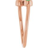 14K Gold Round Natural Emerald Two-Stone Ring - Rose Gold - view 5