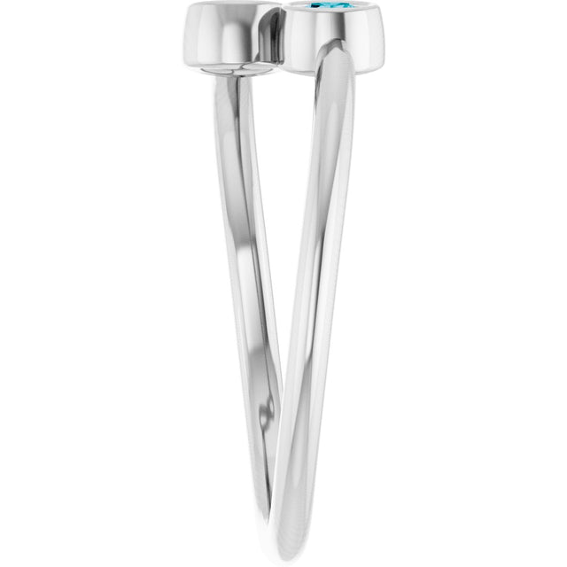 14K Gold Round Natural London Blue Topaz Two-Stone Ring - White Gold - view 4