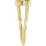 14K Gold Round Natural Emerald Two-Stone Ring - Yellow Gold - view 4