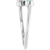 14K Gold Round Natural Blue Zircon Two-Stone Ring - White Gold - view 4