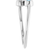 14K Gold Round Natural Aquamarine Two-Stone Ring - White Gold - view 4