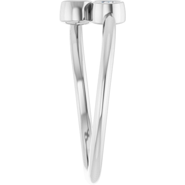 14K Gold Round Natural White Sapphire Two-Stone Ring - White Gold - view 4