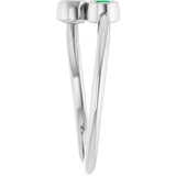14K Gold Round Natural Emerald Two-Stone Ring - White Gold - view 4