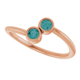 14K Gold Round Lab-Grown Alexandrite Two-Stone Ring - Rose Gold - view 6