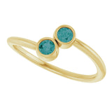 14K Gold Round Lab-Grown Alexandrite Two-Stone Ring - Yellow Gold - view 5