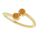 14K Gold Round Natural Citrine Two-Stone Ring - Yellow Gold - view 5