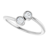 14K Gold Round Natural White Sapphire Two-Stone Ring - White Gold - view 5