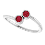 14K Gold Round Natural Ruby Two-Stone Ring - White Gold - view 5