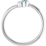 14K Gold Round Natural London Blue Topaz Two-Stone Ring - White Gold - view 2