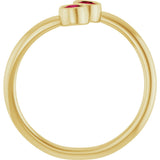14K Gold Round Natural Ruby Two-Stone Ring - Yellow Gold - view 2