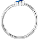 14K Gold Round Natural Blue Sapphire Two-Stone Ring - White Gold - view 2