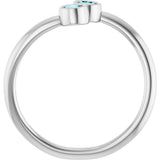 14K Gold Round Natural Blue Zircon Two-Stone Ring - White Gold - view 2