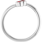 14K Gold Round Natural Mozambique Garnet Two-Stone Ring - White Gold - view 2