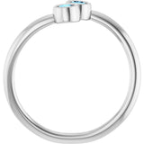 14K Gold Round Natural Aquamarine Two-Stone Ring - White Gold - view 2