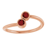 14K Gold Round Natural Mozambique Garnet Two-Stone Ring - Rose Gold - view 3