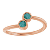 14K Gold Round Lab-Grown Alexandrite Two-Stone Ring - Rose Gold - view 3