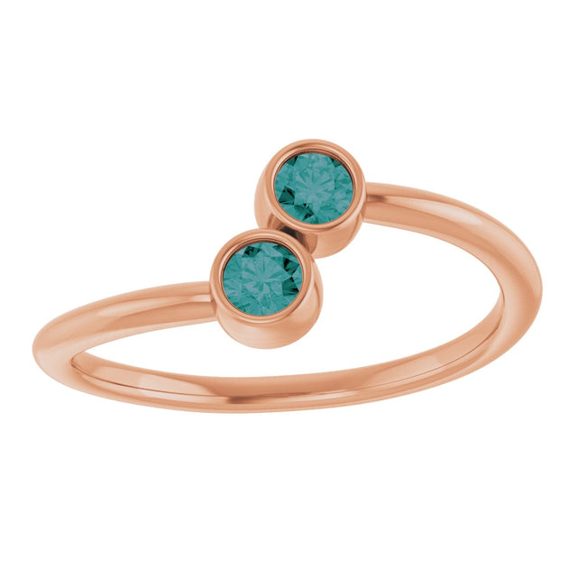 14K Gold Round Lab-Grown Alexandrite Two-Stone Ring - Rose Gold - view 3