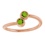 14K Gold Round Natural Peridot Two-Stone Ring - Rose Gold - view 3