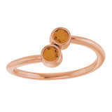 14K Gold Round Natural Citrine Two-Stone Ring - Rose Gold - view 3