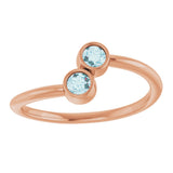 14K Gold Round Natural Sky Blue Topaz Two-Stone Ring - Rose Gold - view 3