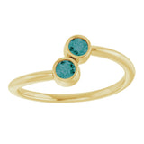 14K Gold Round Lab-Grown Alexandrite Two-Stone Ring - Yellow Gold - view 3