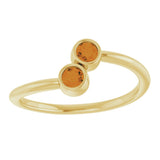 14K Gold Round Natural Citrine Two-Stone Ring - Yellow Gold - view 3