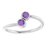 14K Gold Round Natural Amethyst Two-Stone Ring - White Gold - view 3