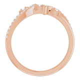 14K Gold Round Natural Diamond Bypass Ring – 2mm Stones - Rose Gold - view 2