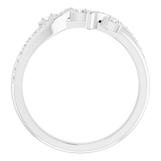 Platinum Round Natural Diamond Bypass Ring – 2mm Stones - view 2