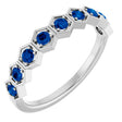 Platinum Round Natural Blue Sapphire Stackable Geometric Ring
