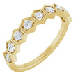 14K Gold Round Lab-Grown Diamond Stackable Geometric Ring - Yellow Gold