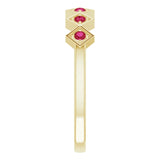 14K Gold Round Natural Ruby Stackable Ring – 1.75mm Stones - Yellow Gold - view 4