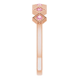 14K Gold Round Natural Pink Tourmaline Stackable Ring – 1.75mm Stones - Rose Gold - view 4