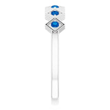 Platinum Round Natural Blue Sapphire Stackable Ring – 1.75mm Stones - view 4