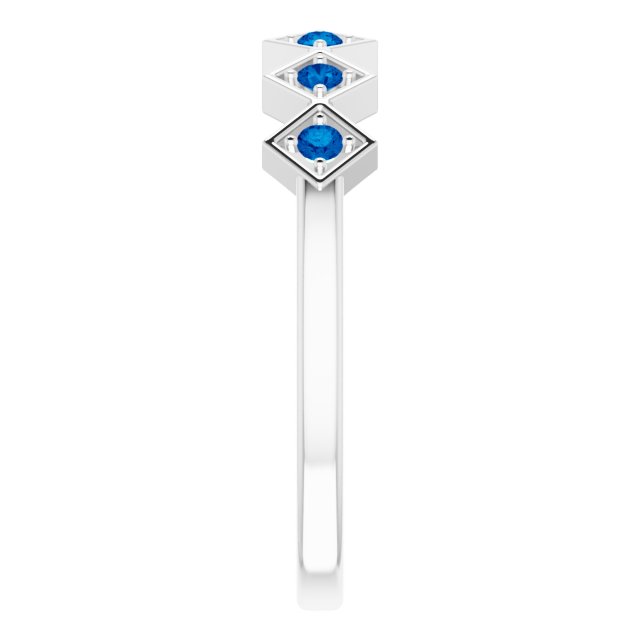 14K Gold Round Natural Blue Sapphire Stackable Ring – 1.75mm Stones - White Gold - view 4