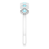 Platinum Round Natural Aquamarine Stackable Ring – 1.75mm Stones - view 4