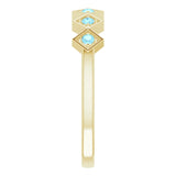 14K Gold Round Natural Aquamarine Stackable Ring – 1.75mm Stones - Yellow Gold - view 4