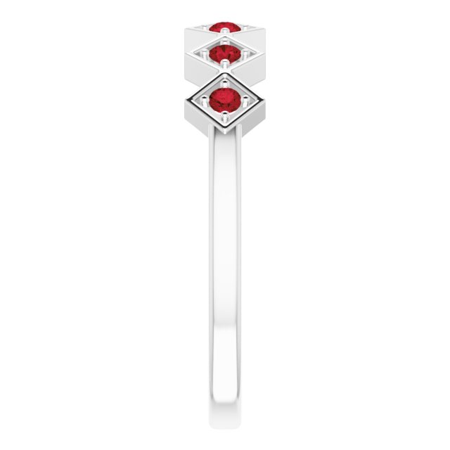 Platinum Round Natural Mozambique Garnet Stackable Ring – 1.75mm Stones - view 4