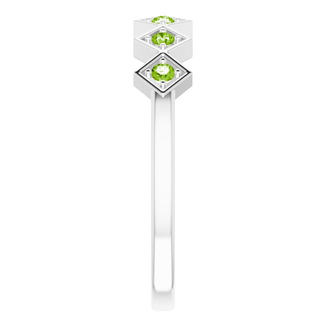 Platinum Round Natural Peridot Stackable Ring – 1.75mm Stones - view 4
