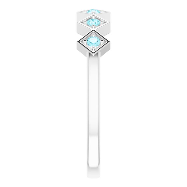Platinum Round Natural Blue Zircon Stackable Ring - view 4