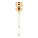 14K Gold Round Natural Mozambique Garnet Stackable Ring – 1.75mm Stones - Yellow Gold - view 4