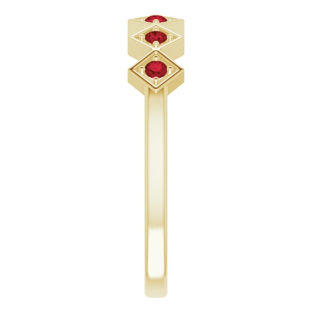 14K Gold Round Natural Mozambique Garnet Stackable Ring – 1.75mm Stones - Yellow Gold - view 4