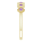 14K Gold Round Natural Amethyst Stackable Ring – 1.75mm Stones - Yellow Gold - view 4