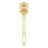 14K Gold Round Natural Citrine Stackable Ring - Yellow Gold - view 4