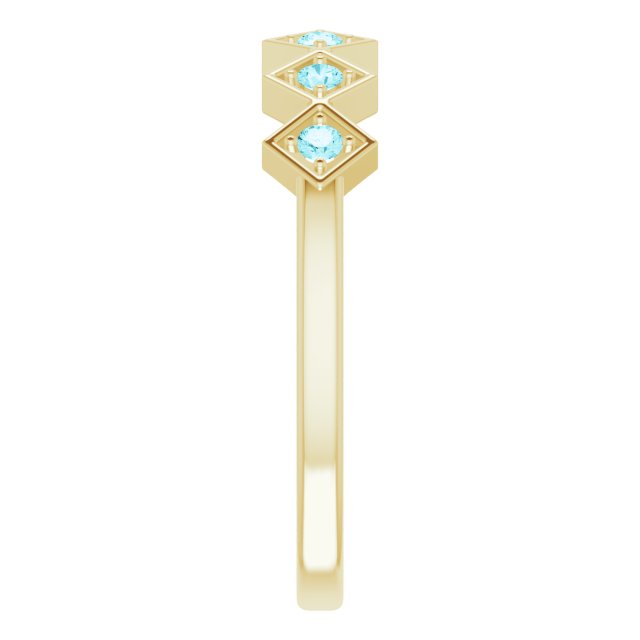 14K Gold Round Natural Blue Zircon Stackable Ring - Yellow Gold - view 4
