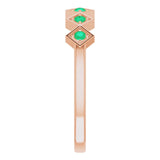 14K Gold Round Lab-Grown Emerald Stackable Ring - Rose Gold - view 4
