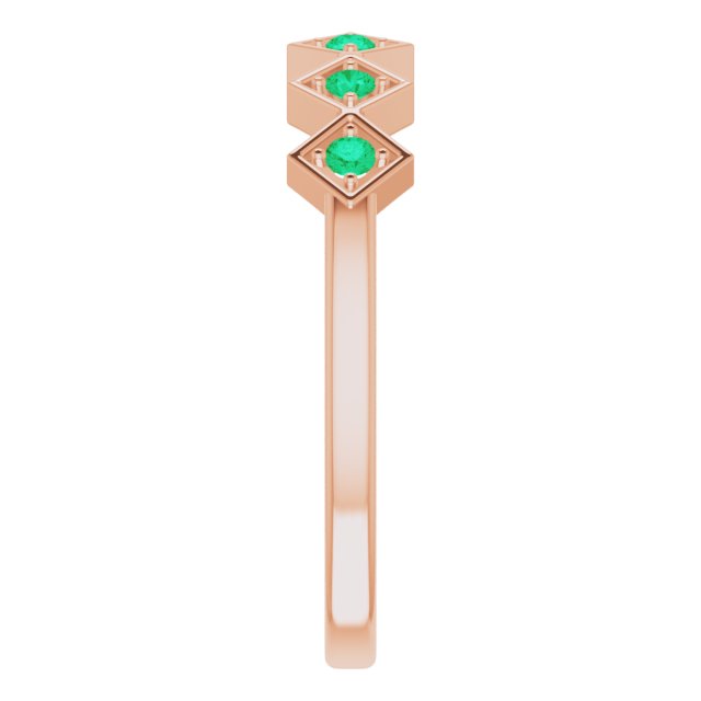 14K Gold Round Lab-Grown Emerald Stackable Ring - Rose Gold - view 4