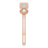 14K Gold Round Natural Blue Zircon Stackable Ring - Rose Gold - view 4